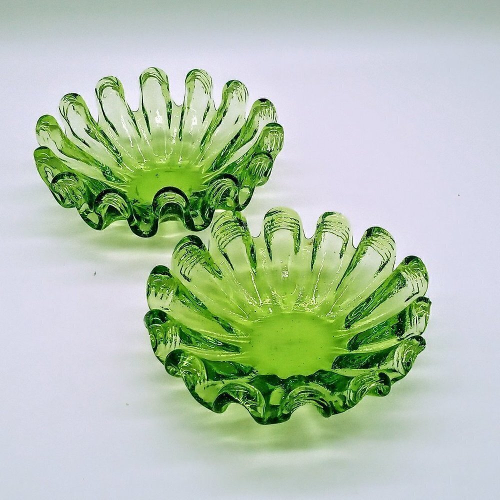 Vintage Green Recycled Glass Ashtrays